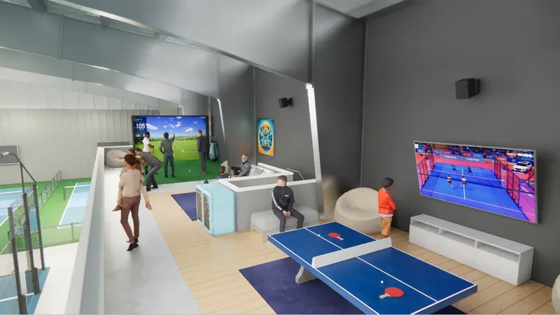 Rendering of the table tennis table in the player lounge