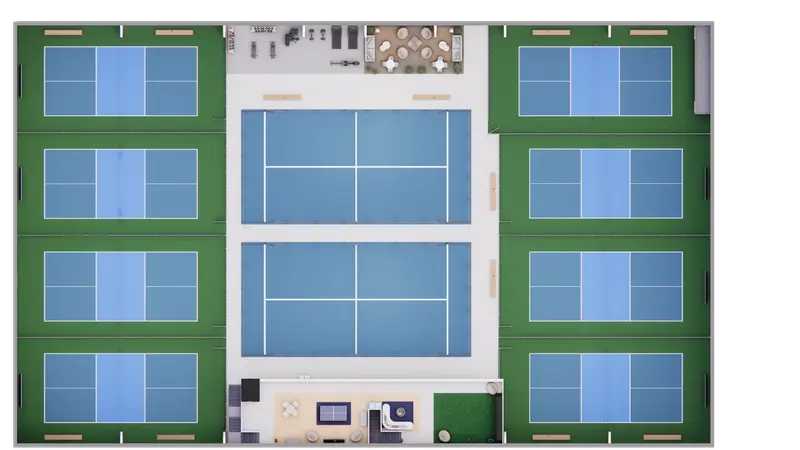 Top-down plan of the court layout